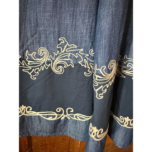 eShakti Blue 1940's 1950's Square Neckline Fit & Flair Dress Embroidered - Picture 8 of 13